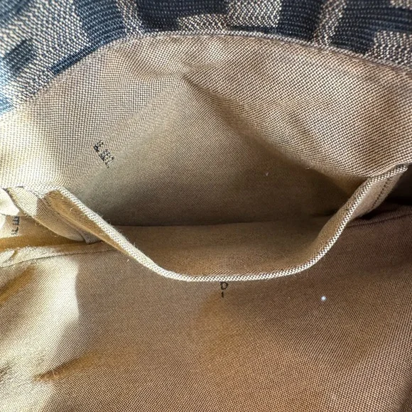 Fendi Chef Brown and Black Zucca Logo Shoulder Bag with Gold Charm